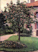 Petit Gennevilliers, Facade, Southeast of the Artist's Studio, Overlooking the Garden, Spring by Gustave Caillebotte — hand-painted botanical oil painting reproduction on canvas