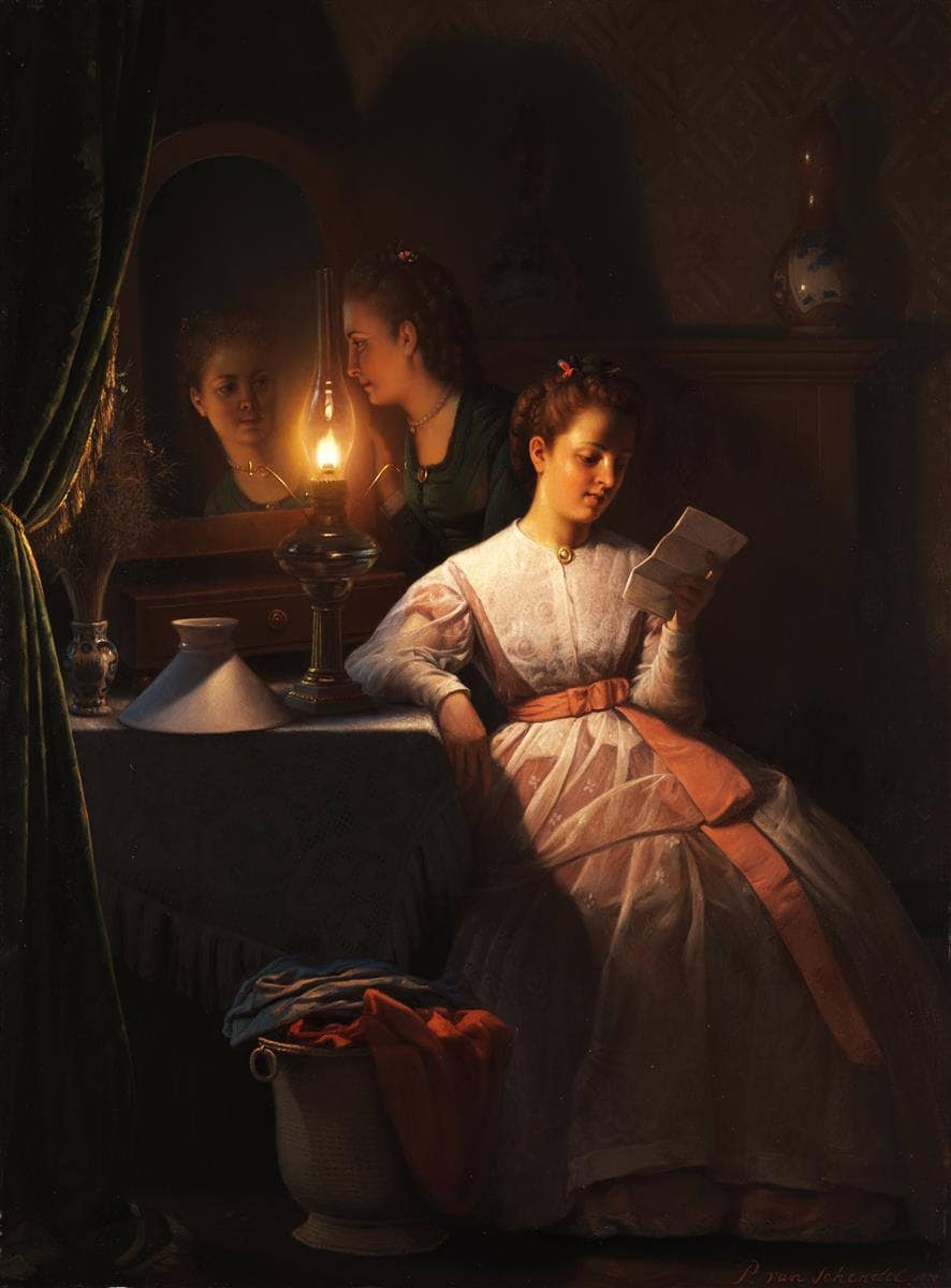The Love Letter by Petrus van Schendel — hand-painted portrait oil painting reproduction on canvas