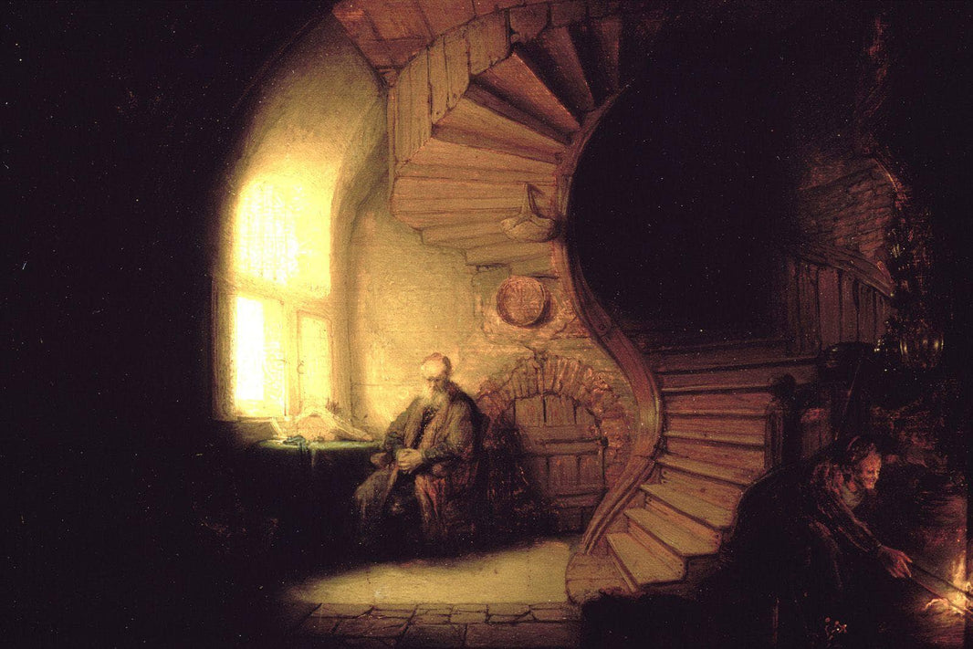 Philosopher in Meditation by Rembrandt — hand-painted fantasy oil painting reproduction on canvas