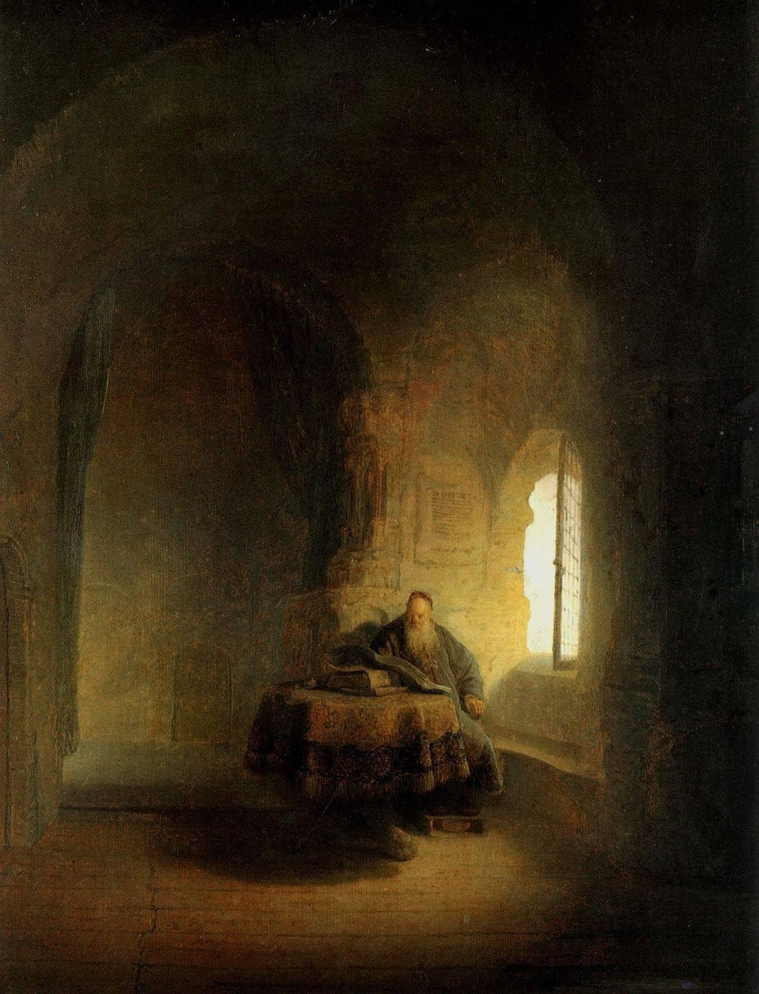 Philosopher Reading by Rembrandt — hand-painted portrait oil painting reproduction on canvas