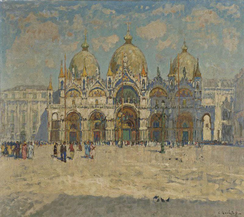 Piazza San Marco, Venice by Konstantin Gorbatov — hand-painted architectural oil painting reproduction on canvas