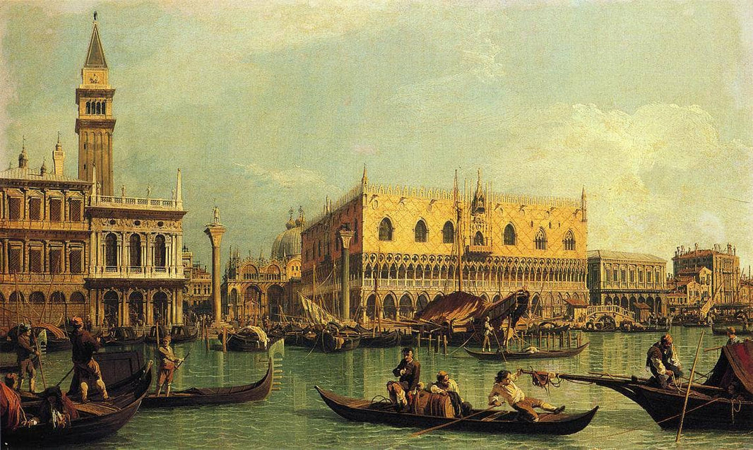 Piazzetta and the Doge's Palace from the Bacino di San Marco by Canaletto — hand-painted architectural oil painting reproduction on canvas
