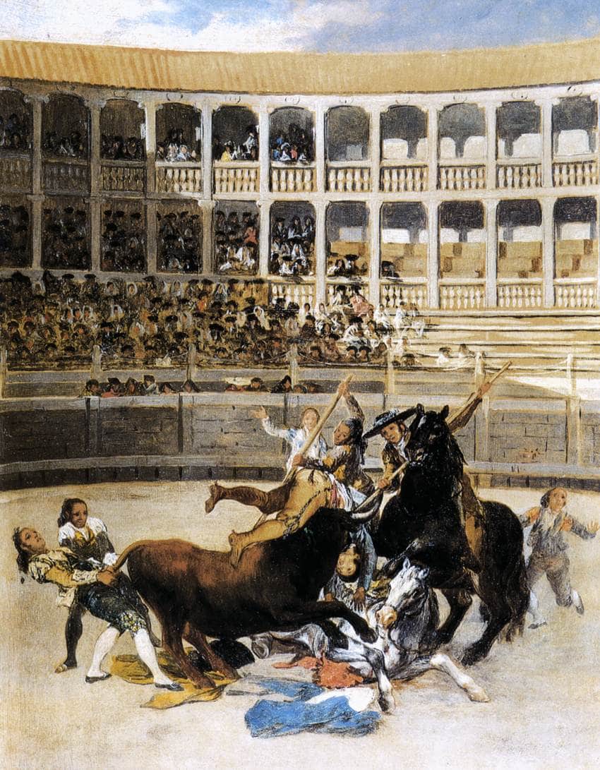Picador Caught by the Bull by Francisco Goya — hand-painted animal oil painting reproduction on canvas