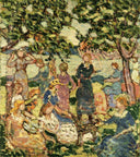 Picnic by the Inlet by Maurice Prendergast — forest oil painting wall art, Post Impressionism