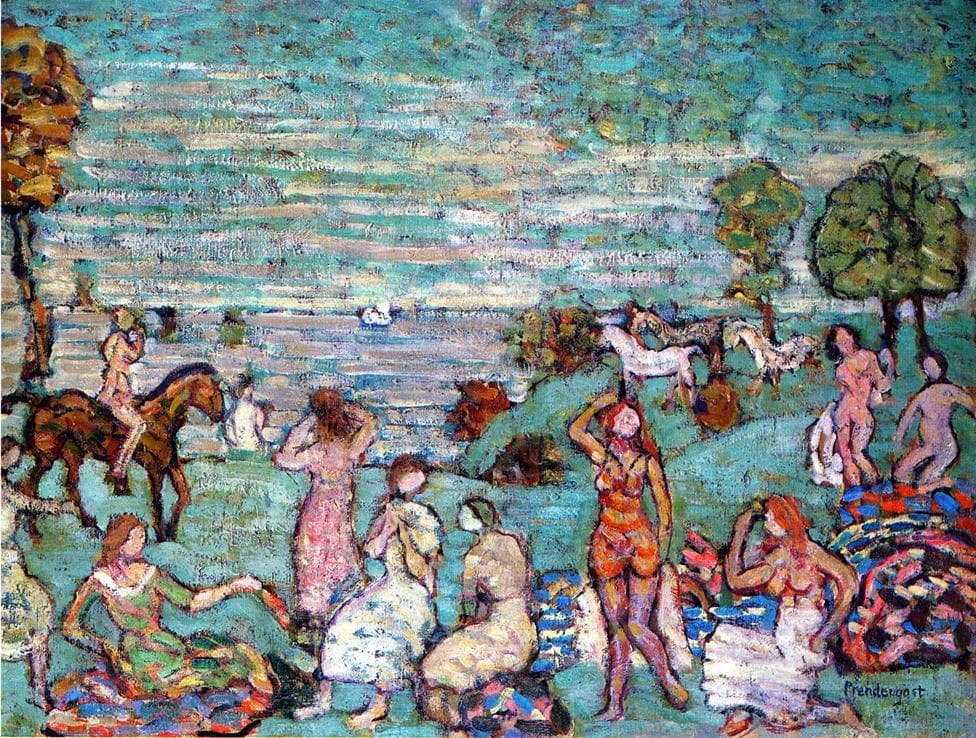 Picnic by the Sea by Maurice Prendergast — hand-painted abstract oil painting reproduction on canvas
