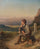 Portrait of a young boy in front of an alpine panorama in home office