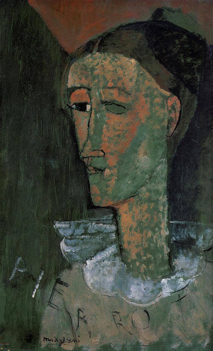 Pierrot (Self Portrait as Pierrot) by Amedeo Modigliani — hand-painted portrait oil painting reproduction on canvas