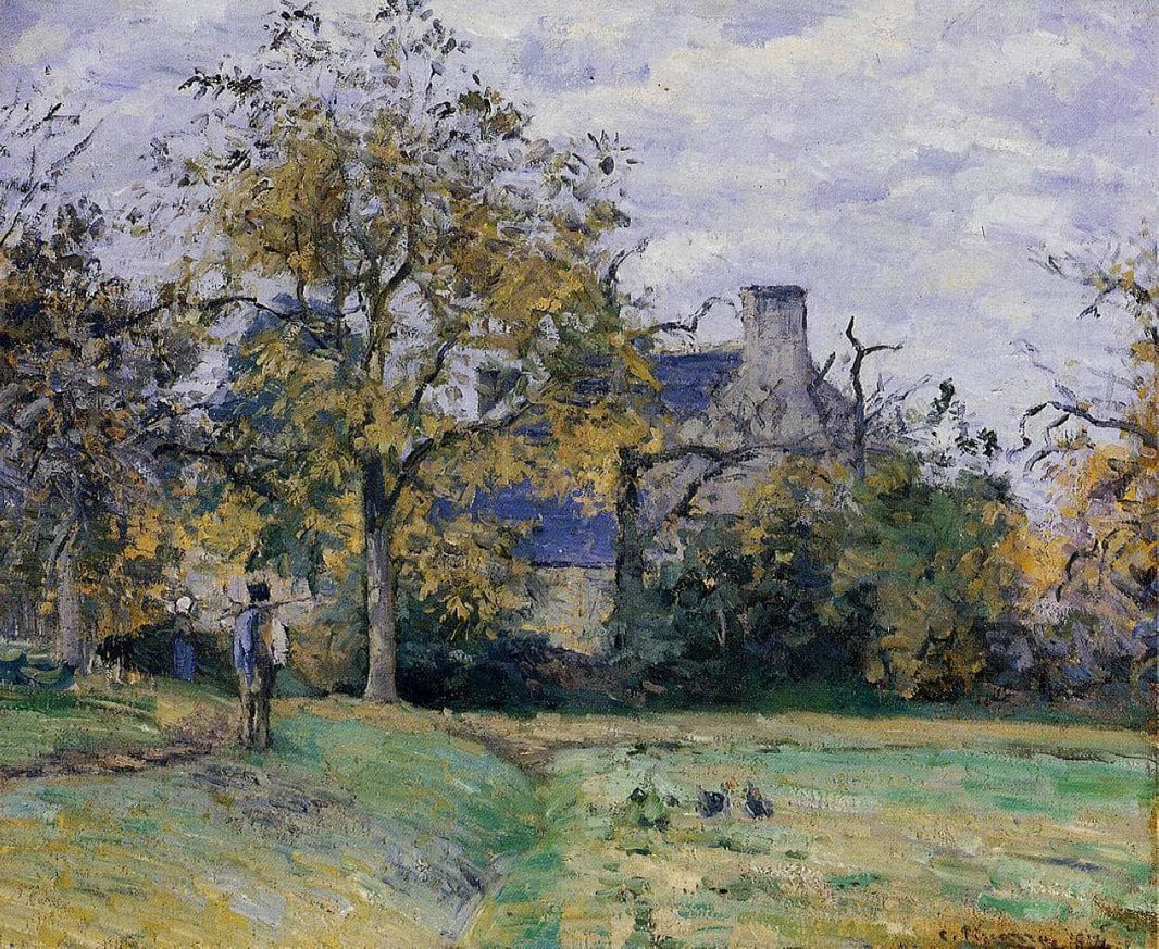 Piette's Home on Montfoucault by Camille Pissarro — hand-painted botanical oil painting reproduction on canvas