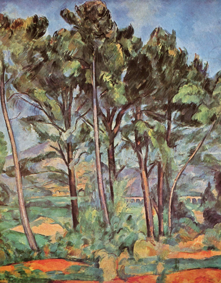 Pine and Aqueduct by Paul Cezanne — hand-painted botanical oil painting reproduction on canvas