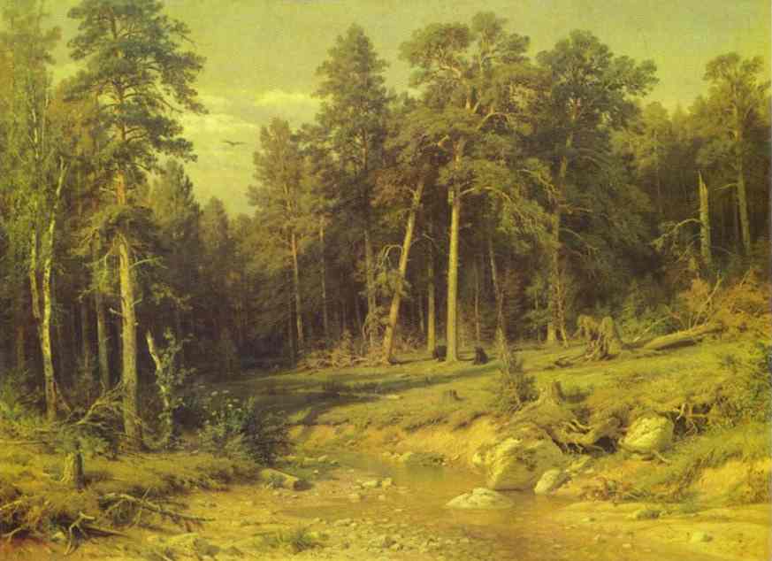 Pine Forest in Viatka Province by Ivan Shishkin — hand-painted botanical oil painting reproduction on canvas