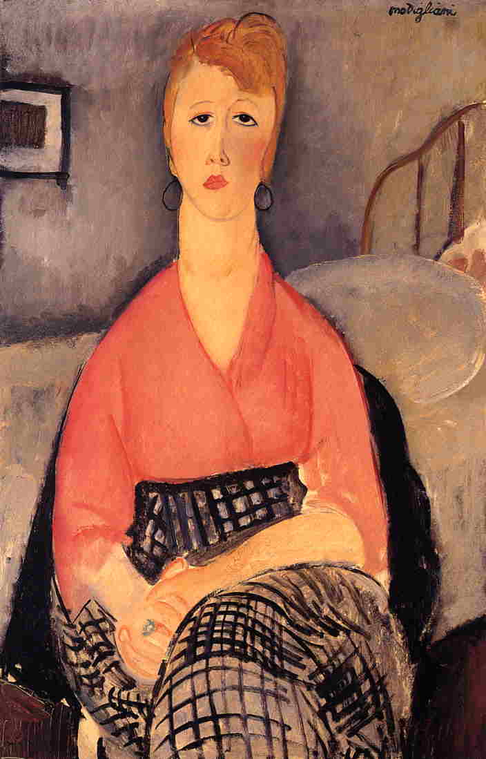 Pink Blouse by Amedeo Modigliani — hand-painted portrait oil painting reproduction on canvas