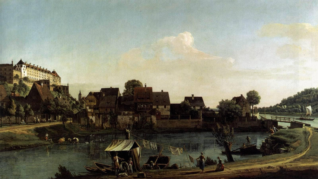 Pirna Seen from the Harbour Town by Bernardo Bellotto — hand-painted architectural oil painting reproduction on canvas