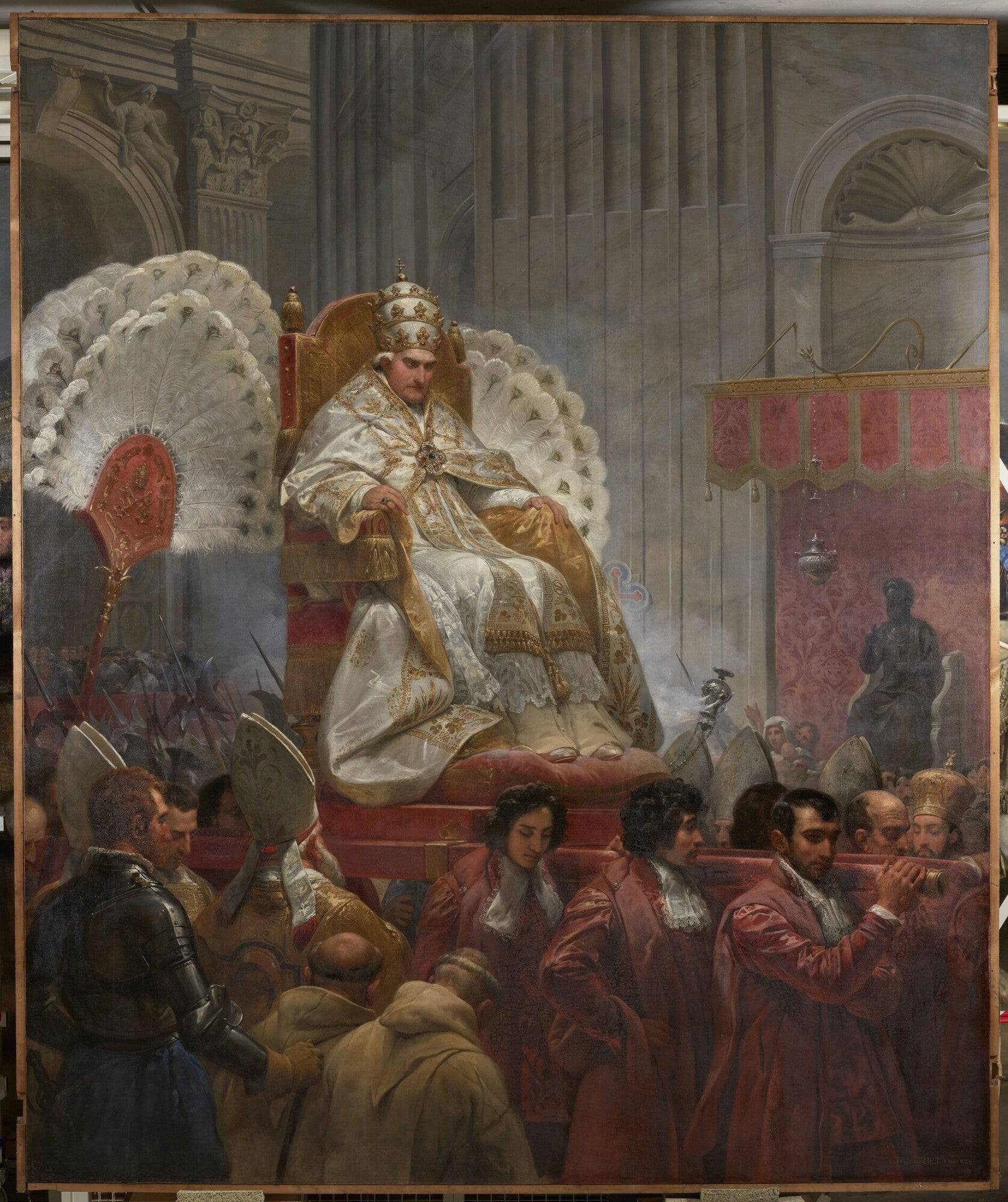 Pius VIII carried into St. Peter's Basilica in Rome, 1829 - Horace Vernet