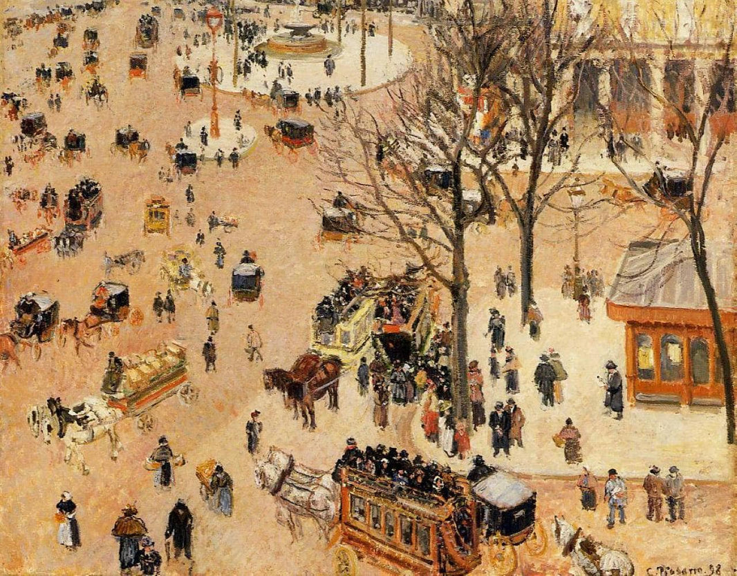 Place du Theatre Francais by Camille Pissarro — hand-painted landscape oil painting reproduction on canvas
