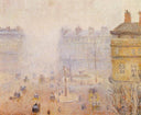 Place du Theatre Francais, Foggy Weather by Camille Pissarro — city oil painting wall art, Impressionism