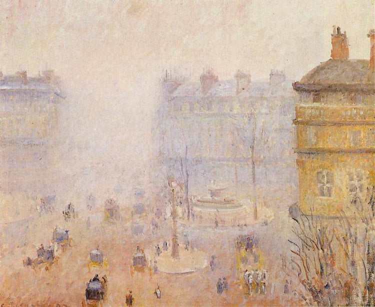 Place du Theatre Francais, Foggy Weather - Camille Pissarro