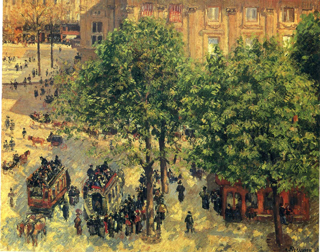Place du Theatre-Francais, Spring by Camille Pissarro — hand-painted botanical oil painting reproduction on canvas
