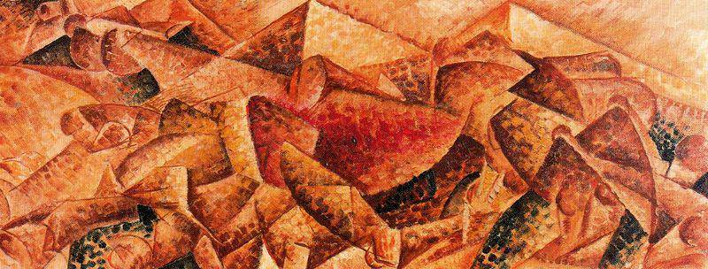 Plastic Dynamism: Horse+House by Umberto Boccioni, hand-painted abstract oil painting reproduction on canvas