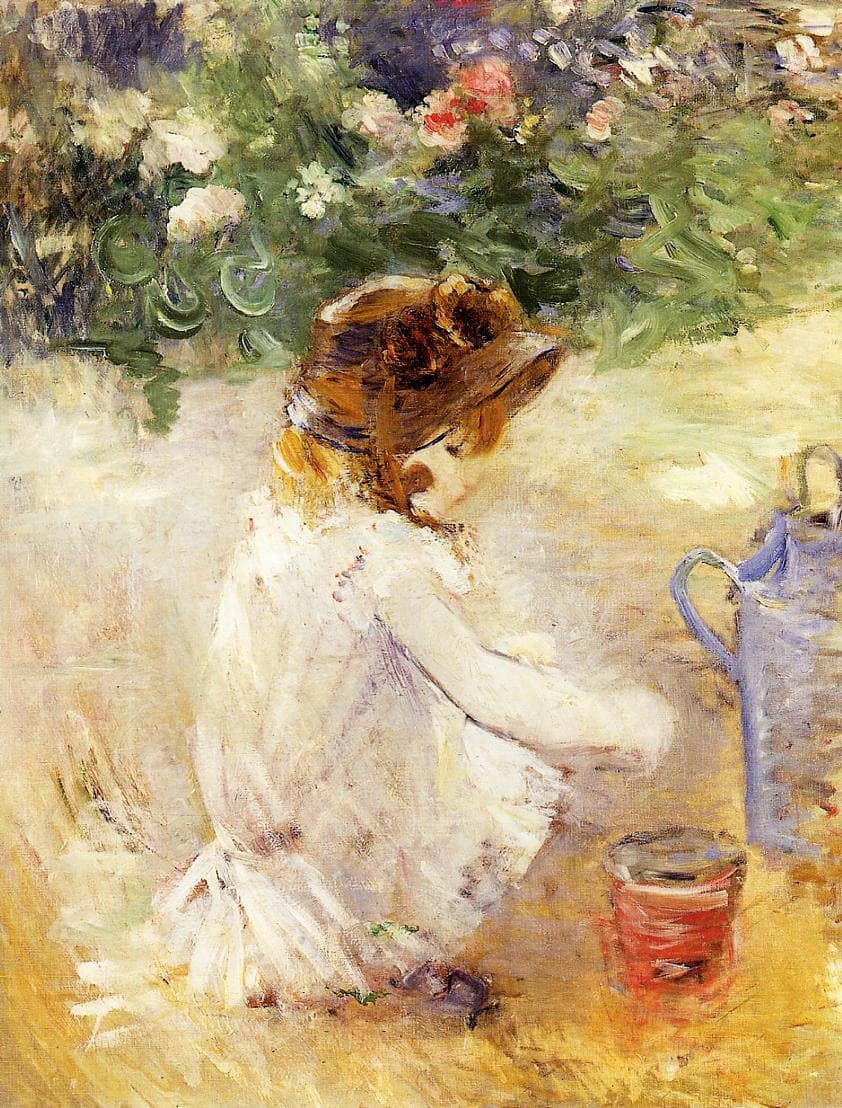 Playing in the Sand by Berthe Morisot — hand-painted botanical oil painting reproduction on canvas