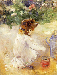 Playing in the Sand by Berthe Morisot — hand-painted botanical oil painting reproduction on canvas