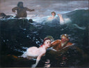 Playing in the Waves by Arnold Böcklin — hand-painted cultural oil painting reproduction on canvas