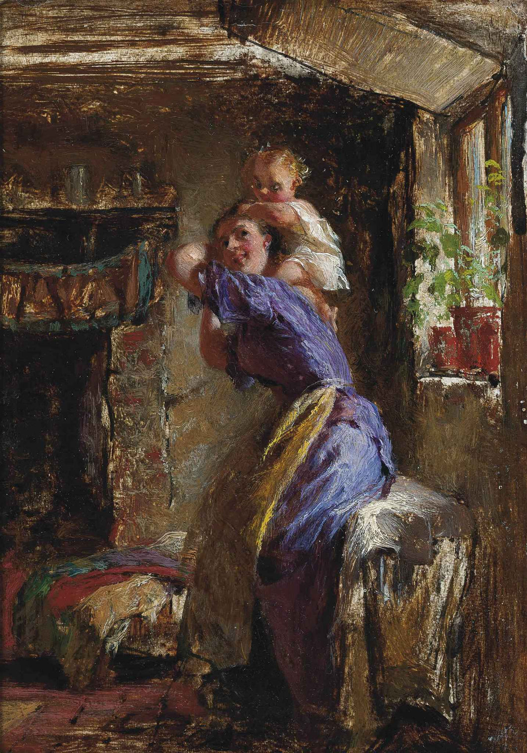 Playtime by George Elgar Hicks — hand-painted portrait oil painting reproduction on canvas