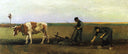 Ploughman with Woman Planting Potatoes by Vincent van Gogh, rural oil painting wall art, Realism