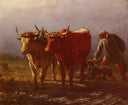 Plowing by Constant Troyon — male oil painting wall art, Realism
