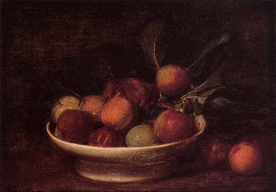 Plums and Peaches in kitchen