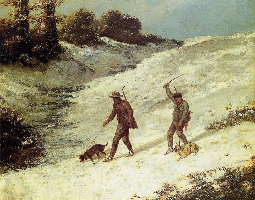 Poachers in the Snow by Gustave Courbet — hand-painted botanical oil painting reproduction on canvas