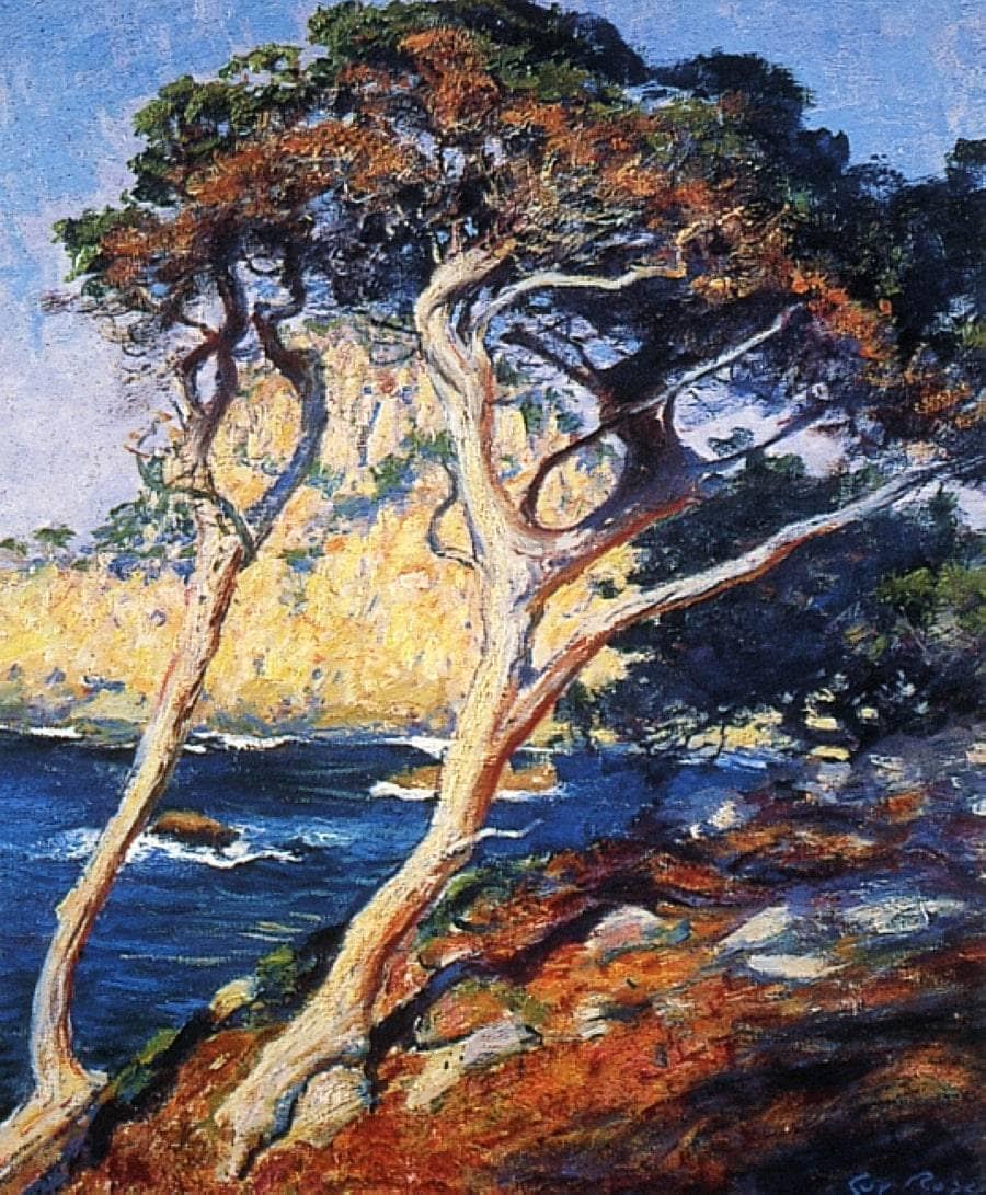 Point Lobos Trees by Guy Rose — hand-painted botanical oil painting reproduction on canvas
