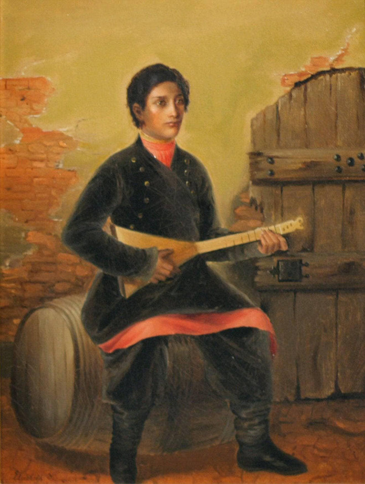 Polish balalaika player by Elisabeth Jerichau-Baumann — hand-painted portrait oil painting reproduction on canvas