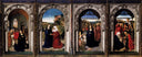 Polyptych of the Virgin: The Annunciation, The Visitation, The Adoration Of The Angels and The Adoration Of The Kings by Dirk Bouts, religion oil painting wall art, Northern Renaissance