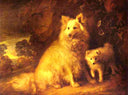 Pomeranian Bitch and Pup by Thomas Gainsborough — dog oil painting wall art, Rococo