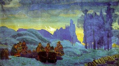 Pomeranians. Evening. by Nicholas Roerich — hand-painted landscape oil painting reproduction on canvas
