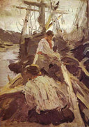 Pomors by Valentin Serov — ships oil painting wall art, Impressionism