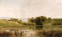 Pond Gijlieu by Charles-Francois Daubigny — hand-painted animal oil painting reproduction on canvas