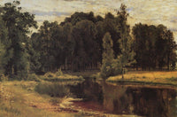 Pond in a Old Park by Ivan Shishkin — hand-painted botanical oil painting reproduction on canvas