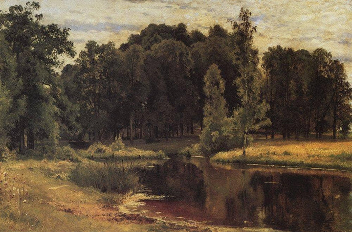Pond in a Old Park by Ivan Shishkin — hand-painted botanical oil painting reproduction on canvas