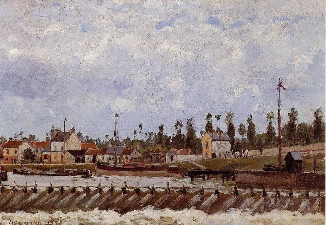 Pontoise Dam by Camille Pissarro — hand-painted landscape oil painting reproduction on canvas
