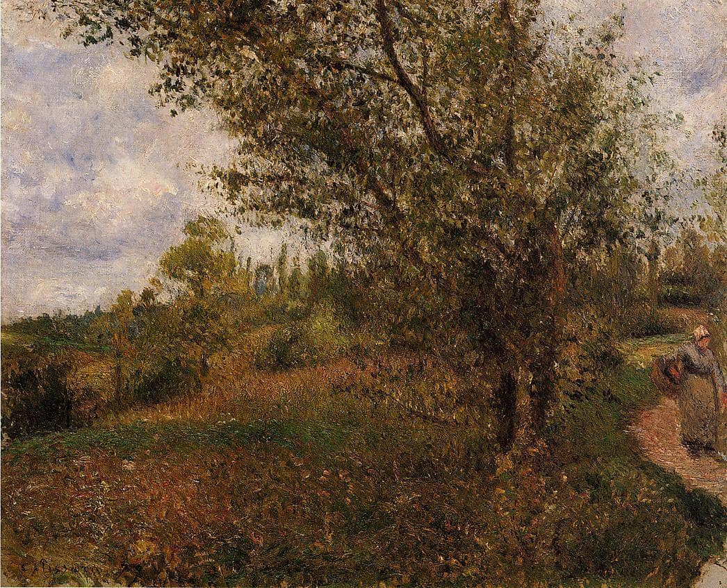 Pontoise Landscape, Through the Fields by Camille Pissarro — hand-painted botanical oil painting reproduction on canvas