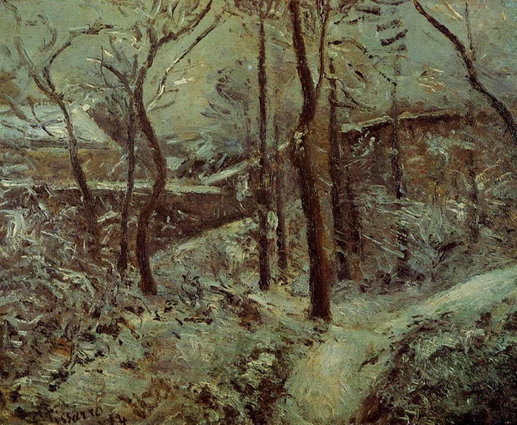 Poor footpath, Pontoise, snow effect by Camille Pissarro — hand-painted botanical oil painting reproduction on canvas