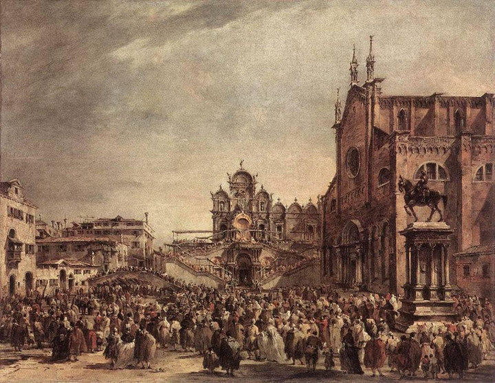 Pope Pius VI Blessing the People on Campo Santi Giovanni e Paolo by Francesco Guardi — hand-painted cultural oil painting reproduction on canvas