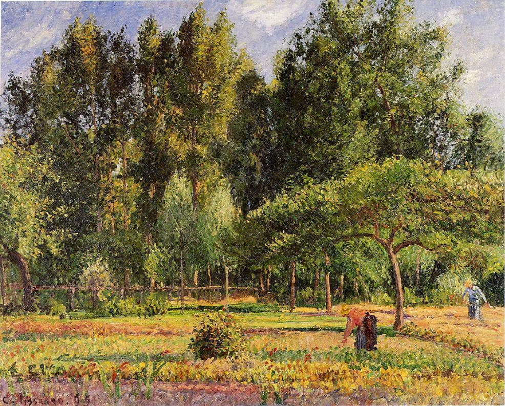 Poplars, Afternoon in Eragny by Camille Pissarro — hand-painted botanical oil painting reproduction on canvas