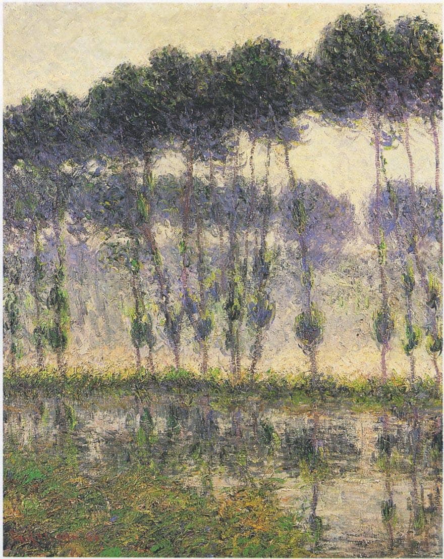 Poplars by the Eau River by Gustave Loiseau — hand-painted botanical oil painting reproduction on canvas