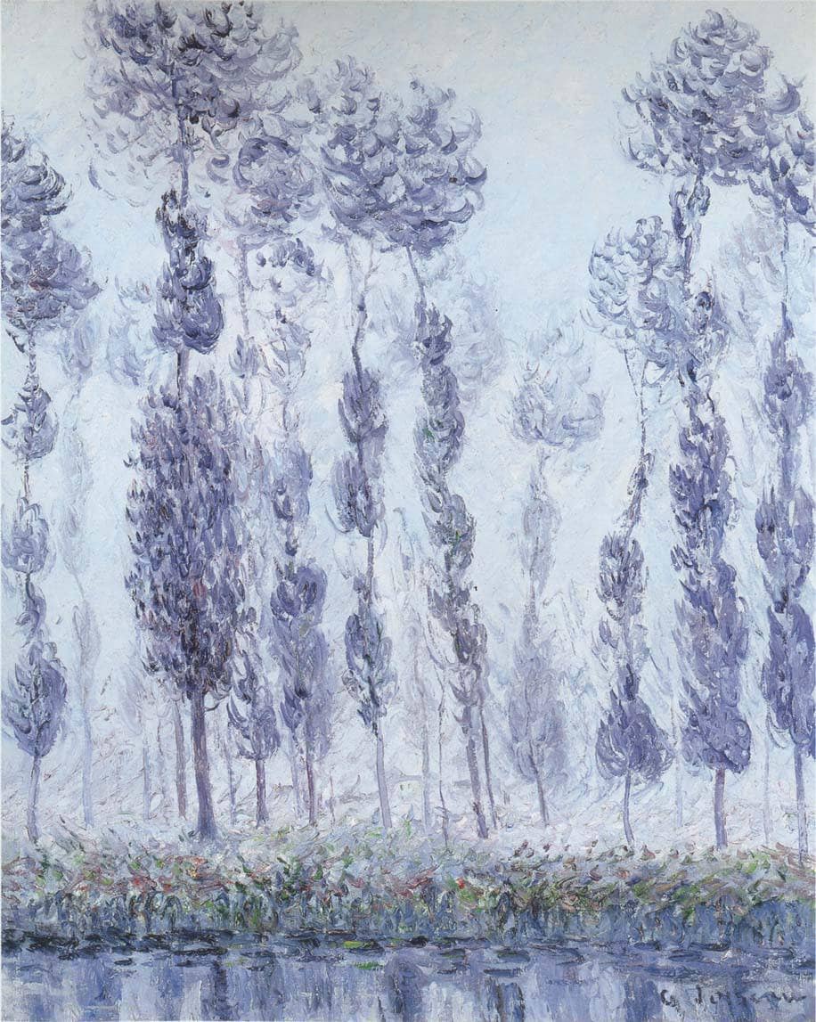 Poplars by the Eure River by Gustave Loiseau — hand-painted botanical oil painting reproduction on canvas