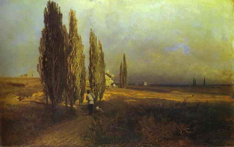 Poplars by Fyodor Vasilyev — hand-painted botanical oil painting reproduction on canvas