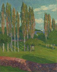 Poplars in Spring by Gustave Loiseau — hand-painted botanical oil painting reproduction on canvas