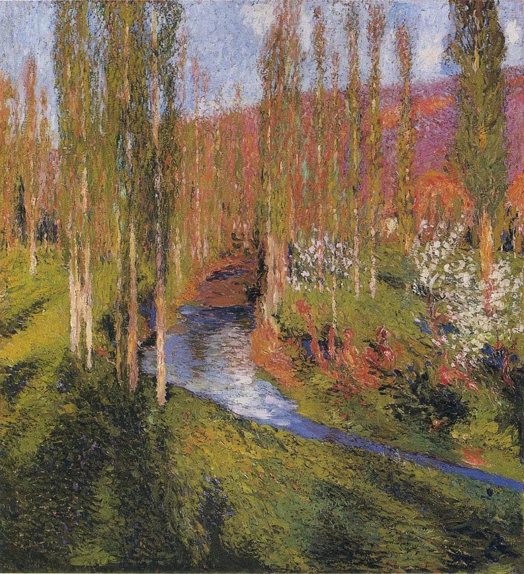 Poplars on the Edge of Vert by Henri Martin — hand-painted botanical oil painting reproduction on canvas