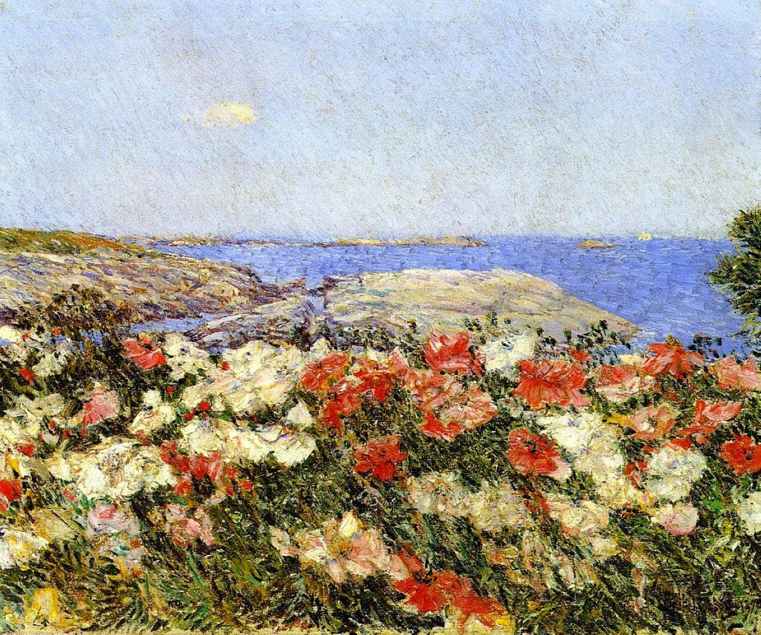Poppies on the Isles of Shoals by Childe Hassam — hand-painted botanical oil painting reproduction on canvas